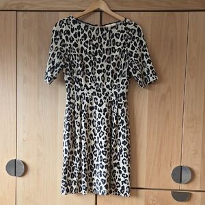 Kate Spade Black and Cream Leopard Midi Dress, Small, GUC, Holiday Dress